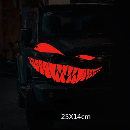 Creatieve ogen slechte glimlach autostickers motorfiets stickers grappige auto body styling decoratie raamsticker vinyl waterdicht