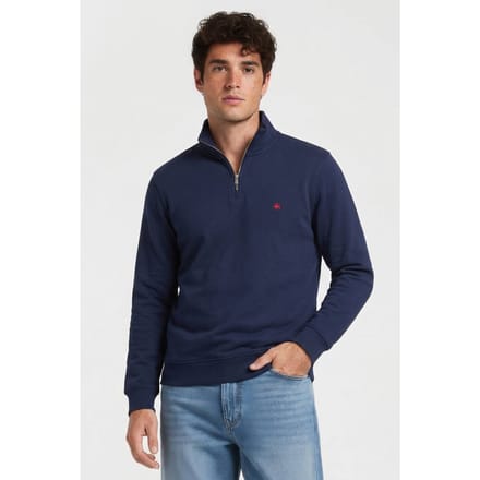 Brooks Brothers Plain Half-zip Sweatshirt Cotton Navy Größe: M | Pullover Outlet | Herren | Blau