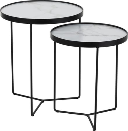 Bijzettafel Rond Marmer Zwart set van 2
