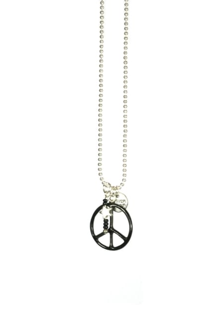 Heaven Eleven KIDS - Meisjes - ketting - ballchain - rvs - zwart - peace - bone