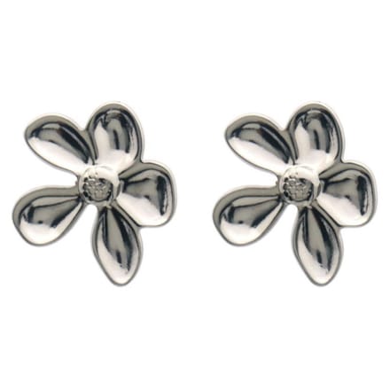 Edelstalen oorbellen - bloemvorm - zilverkleurig - RVS - 2.5 cm