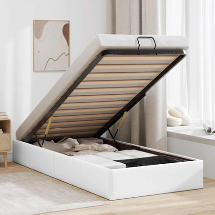 vidaXL - Bedframe - zonder - matras - 90x200 - cm - kunstleer - wit