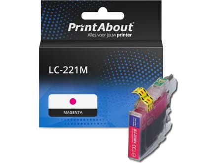 PrintAbout huismerk Inktcartridge LC-221M Magenta Geschikt voor Brother