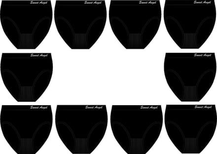 Sweet Angel Zwarte Dames Slips 10pack Maat M