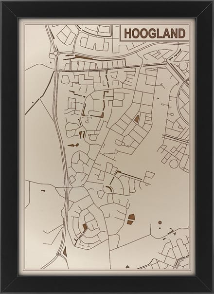 Houten stadskaart van Hoogland