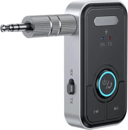 Nextora 2 in 1 Bluetooth Receiver en Transmitter - Bluetooth Ontvanger - Bluetooth Receiver Auto - Bluetooth Audio Receiver - Aux Bluetooth Auto - Bluetooth auto - Bluetooth 5.3 - AUX Bluetooth - Handsfree Bellen - Zwart/grijs