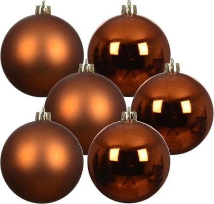 Decoris kerstballen - 24x stuks - 6 cm - koper/cognac bruin -kunststof -kerstversiering