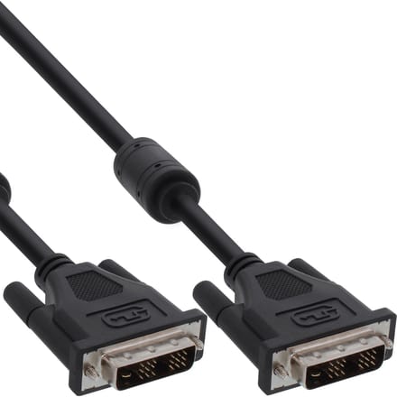 InLine® DVI-D kabel, digitaal 24+1 male / male, dual link, 2 ferrieten, 3m