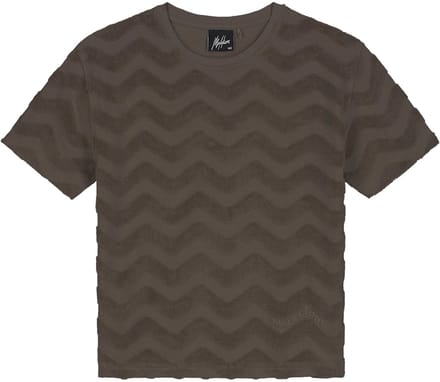 Malelions jacquard wavy towelling t-shirt in de kleur bruin.