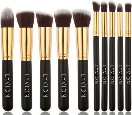 Make-up kwasten Geschenkset 10-delig Synthetisch haar - Zwart en Goud