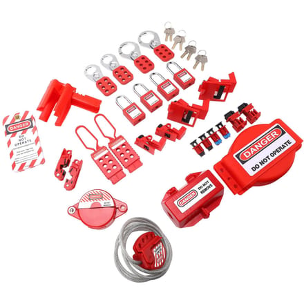 Kit de Consignation Électrique Résistant aux Hautes Températures Ensemble de Consignations de Circuits avec Boîte à Outils red