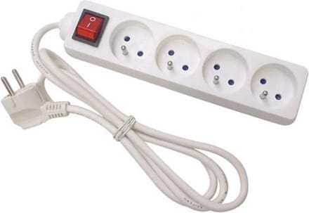 Bellson 4-Voudige Stekkerdoos Met Schakelaar - 3 Meter Kabel - Penaarde - Wit