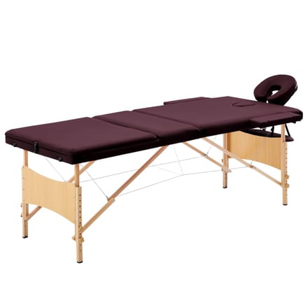 vidaXL - Massagetafel - inklapbaar - 3 - zones - hout - wijnpaars
