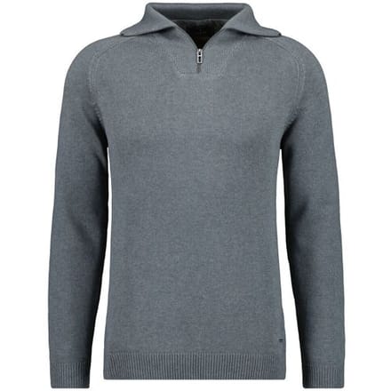 Ragman Trui Cotton Troyer Zip Raglan Sleeve Grijs Melange / male