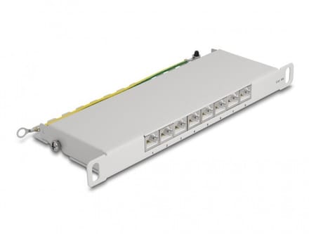 Delock 10 inch patch panel | 8x RJ45 | CAT6a | STP | 0,5U | grijs