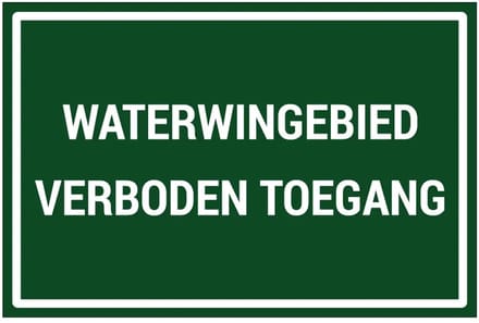 Waterwingebied verboden toegang sticker | 45 x 30 cm