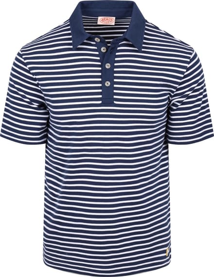 Armor-Lux Poloshirt Strepen Donkerblauw (navy) - Maat M - Heren