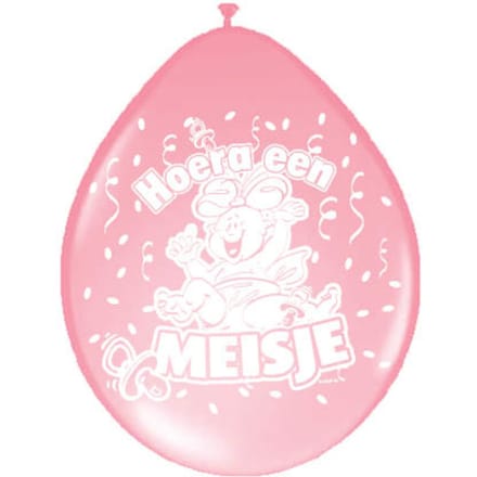Geboorte Ballonnen Hoera een Meisje - 8 stuks