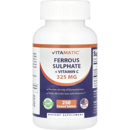 Vitamatic, ijzersulfaat + vitamine C, 250 omhulde tabletten