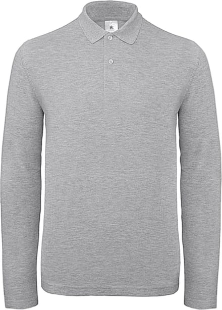 Men's Long Sleeve Polo ID.001 Heather Grijs merk B&C maat S