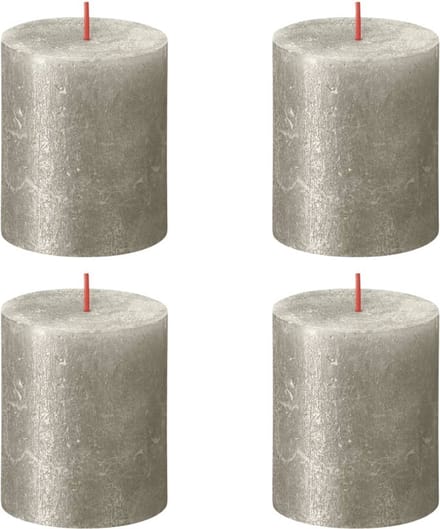 Bolsius Stompkaarsen Shimmer 4 st rustiek 80x68 mm champagnekleurig