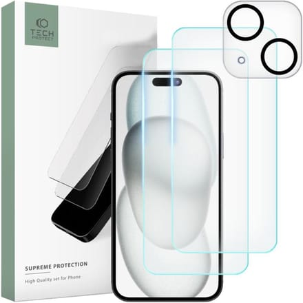Tech-Protect Supreme Set for iPhone 15 2x Tempered Glass for Display / Tempered Glass for Camera