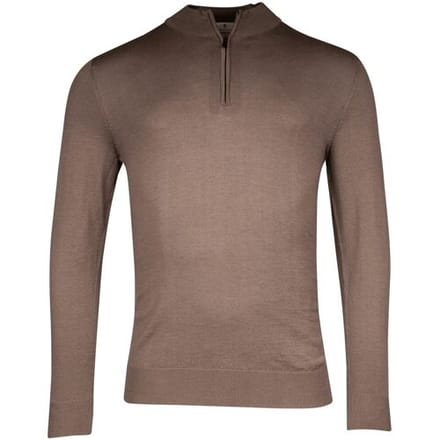 Thomas Maine Trui Merino Half Zip Single Knit Taupe / male