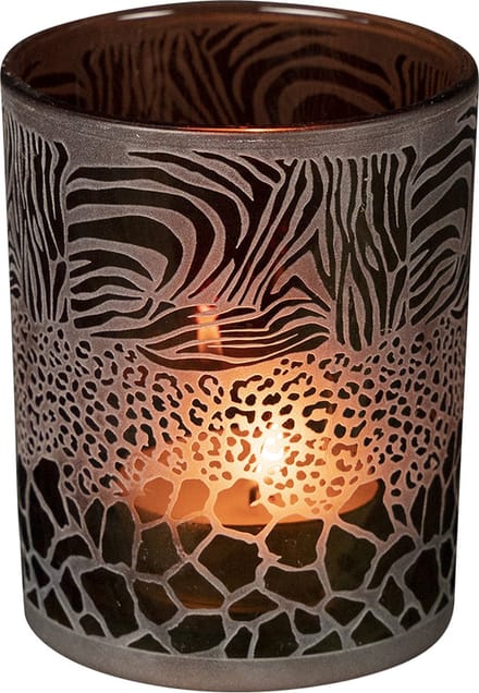 Theelichthouder safari mix bruin medium 12cm*
