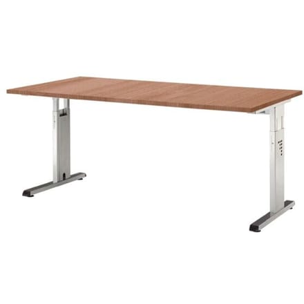 ULM bureau, C-poot, rechthoekig, B 1600 x D 800 x H 650-850 mm, afwerking walnoot