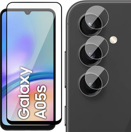 Screenprotector & Camera geschikt voor Samsung Galaxy A05s - Volledig Dekkend Glas