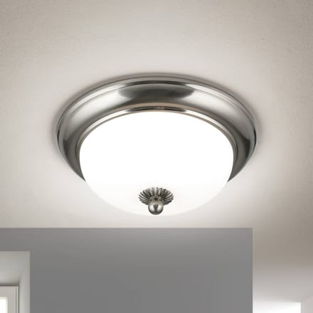 ORION Empire plafondlamp, Ø 26,5 cm, mat nikkel, mat opaal glas
