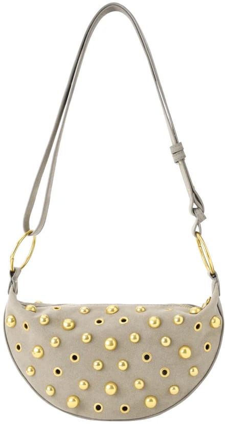 Dames Handtas Grijs – Schoudertas met Gouden Studs – Dames Tas – Damessieraden & Sieraden Accessoire