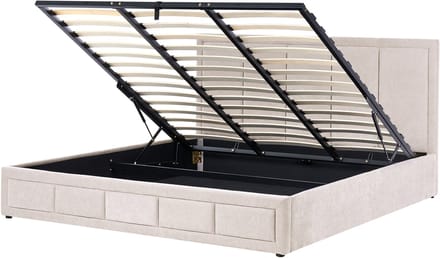 QUIBERON - Bed met opbergruimte - Beige - 180 x 200 cm - Chenille