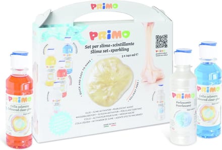 Primo PRIMO - Set slijm met 3 gekleurde lijm, 1 activator, 1 parel