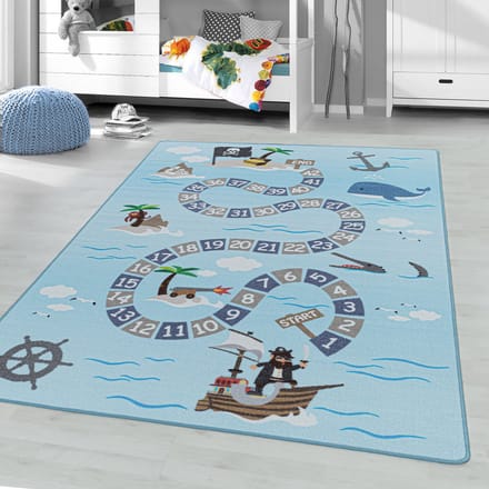 Flycarpets Kindervloerkleed - Piraten - Blauw 140x200 cm