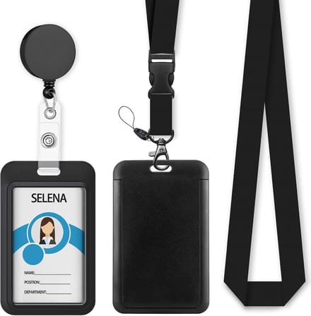 Zwarte Intrekbare Badgehouder met Lanyard voor ID-kaarten
