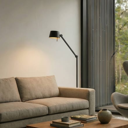 Lucande - vloerlamp - 1licht - Metaal - H: 173 cm - E27 - zwart, goud