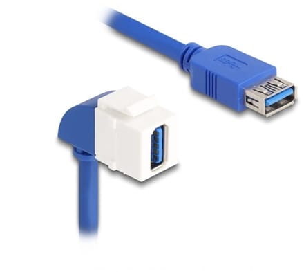 USB-A haaks (90° beneden) Keystone module - USB-A (v) | USB3.0 5 Gbps | wit | 0,20 meter