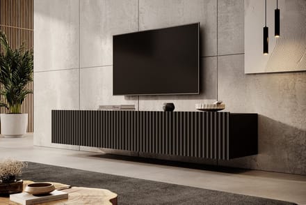 Meubella - TV-Meubel Pepinos - Mat zwart - 200 cm