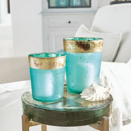 LOBERON Windlicht set van 2 Ewena turquoise/goud