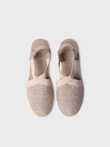Platte espadrille van metallic katoen met elastische banden | VERA-RL