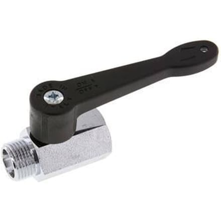 Buiten x Binnendraad G 3/8 inch 2-Weg Messing Mini-Kogelkraan Lange Hendel 15 Bar