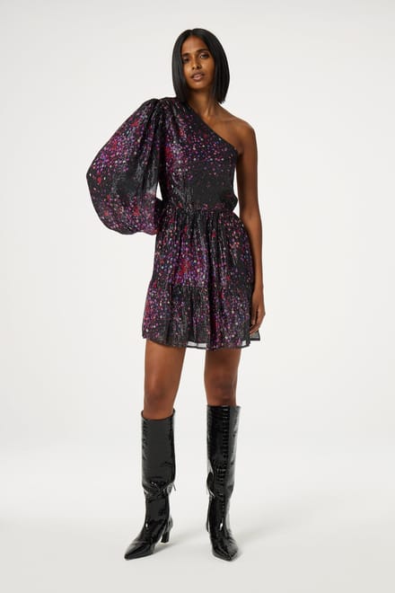 Fabienne Chapot Romy Dress Black/raspberry Maat: 42 | Mini Jurken Outlet | Dames | Zwart