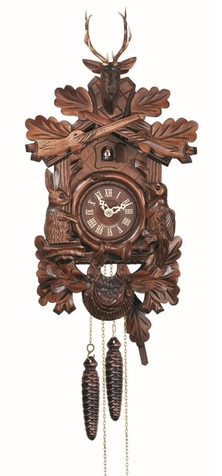 Engstler - 733_Q - Koekoeksklok - Kwarts - Notenhout - 40 cm