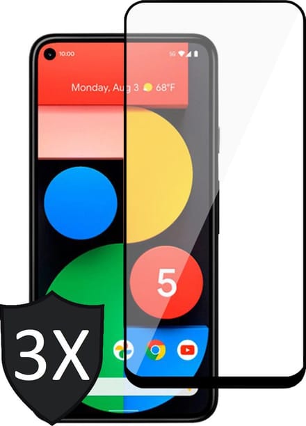 3x Screenprotector geschikt voor Google Pixel 5 - Glas Tempered Screen Protector Full Screen