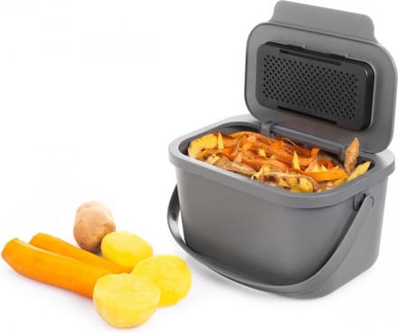 Practic - Bioafvalbak - composteerbak - inhoud 6 liter - Grijs - Mini Bini