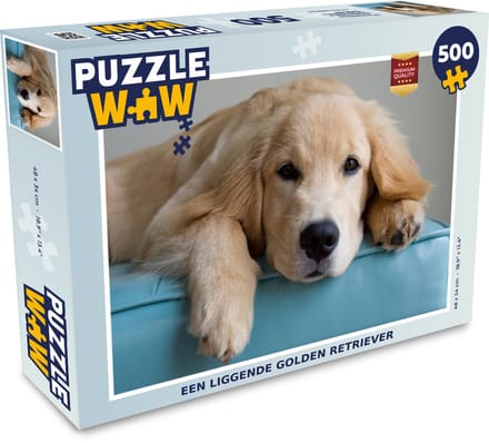 Puzzel Een liggende Golden Retriever - Legpuzzel - Puzzel 500 stukjes