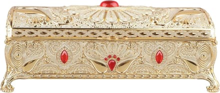 Sieradendoos - Schatkist Organizer - Sieraden Opbergen - Elegant Gesneden Patroon - 19.5 cm - Goud