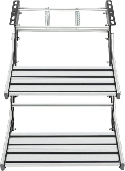 Camper Opstap - Dubbele Treden - Veilig Instappen - Antislip Rubber - 55 cm Breed - Zilver