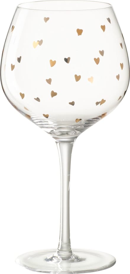 J-Line wijnglas Hart - glas - transparant/goud